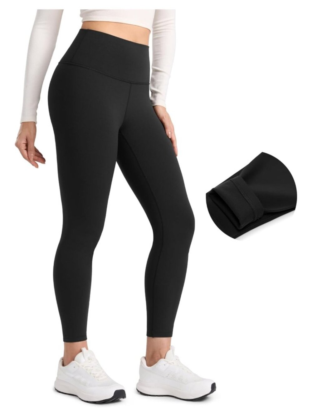 Fleece Lined High Rise Leggings 25" Inseam Thermal Yoga Pants